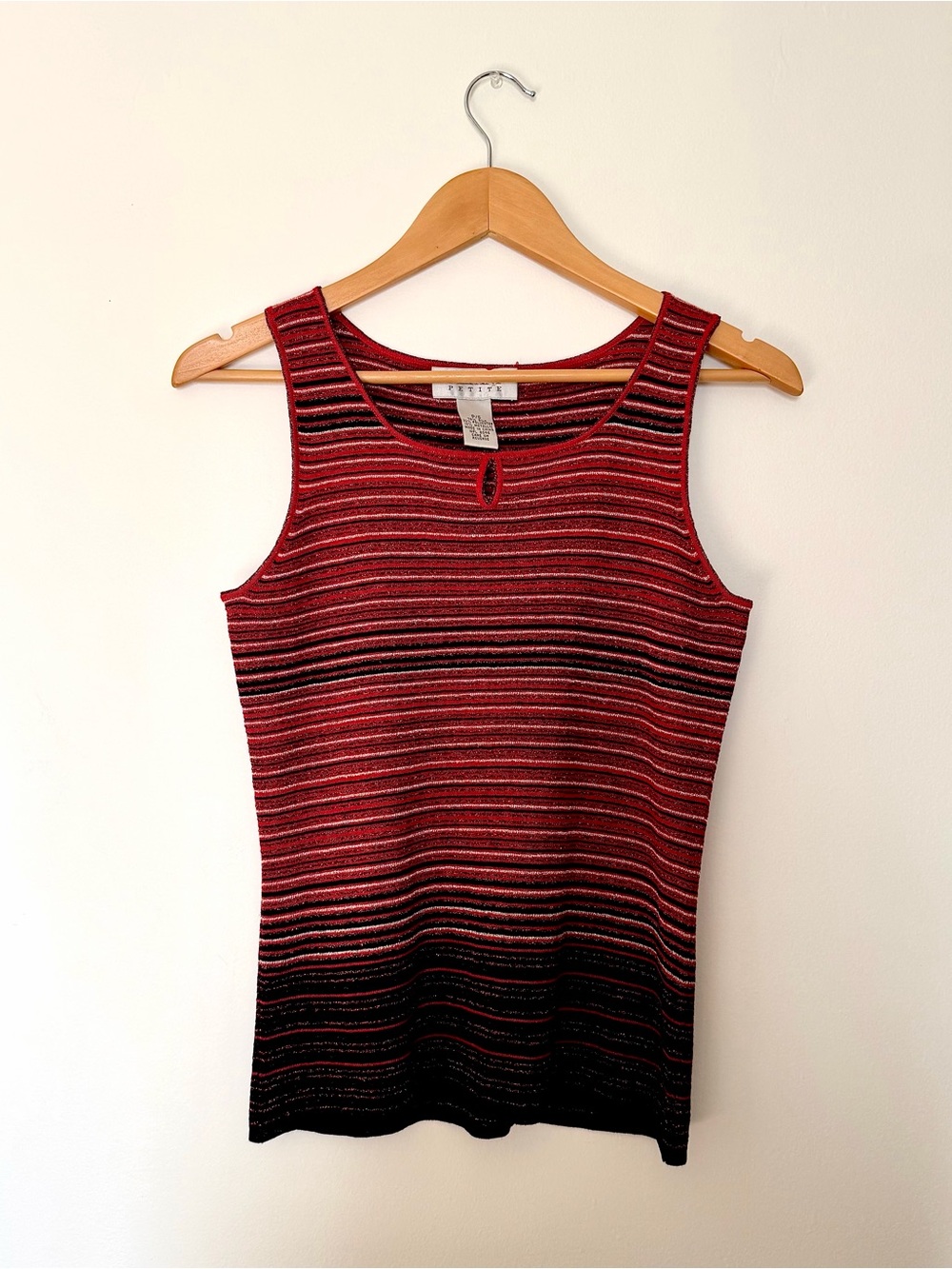 Silk 90's Metallic Red and Black Striped Tank Top w/ Keyhole Detail